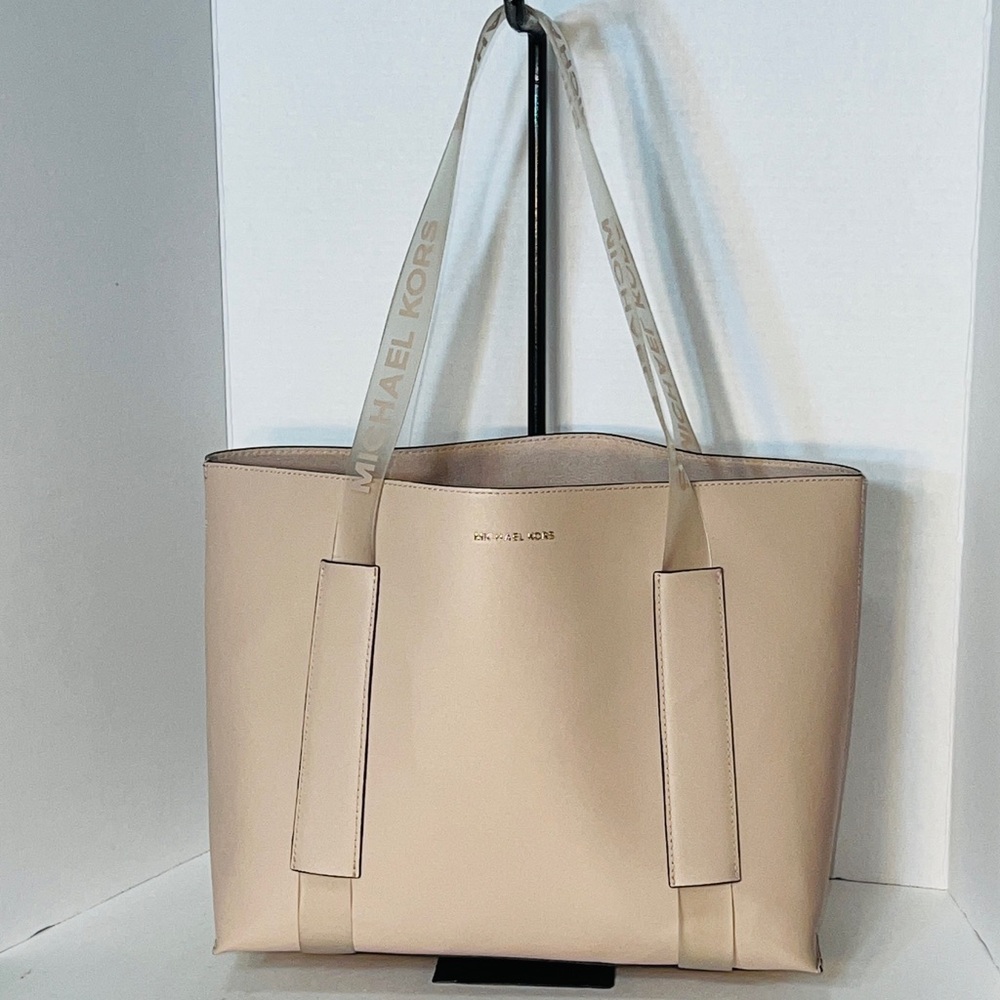 Michael Kors Blush Pink Tote with Logo Printed Transparent Handles
